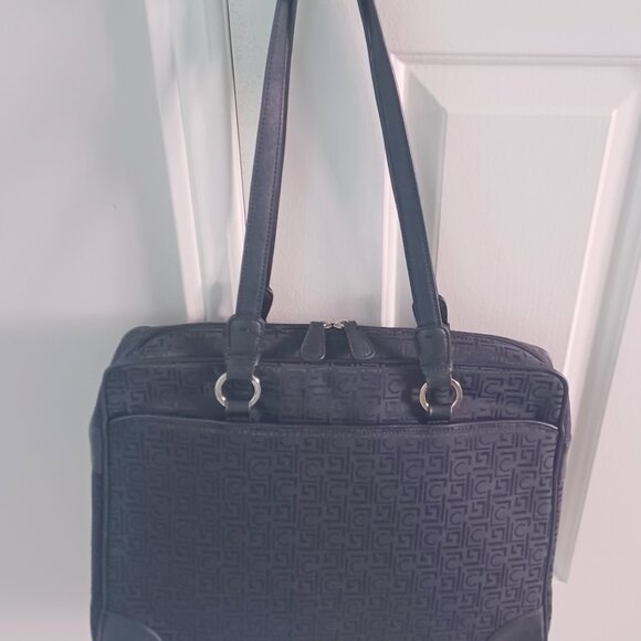 Liz Clairborne Soft Sided Leather Trimmed Business Bag Briefcase - Picture 7 of 8